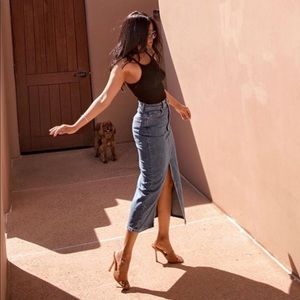 Brand New Denim midi skirt XS